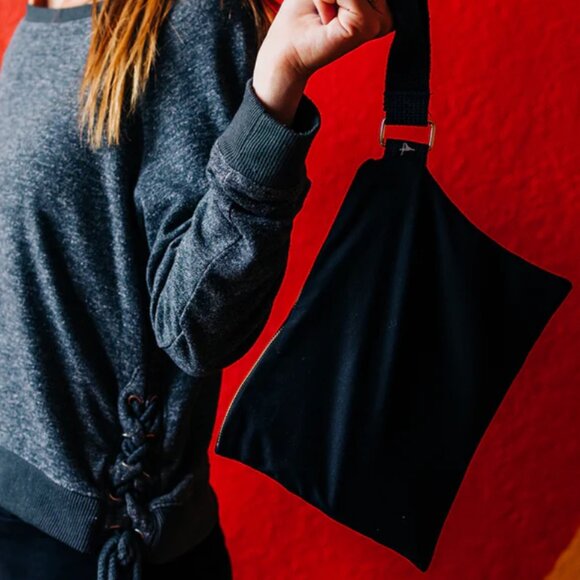 Buddha Pants Unisex Zipper Travel Cotton Make Up Bag Hand Carry Clutch Black - Picture 4 of 7